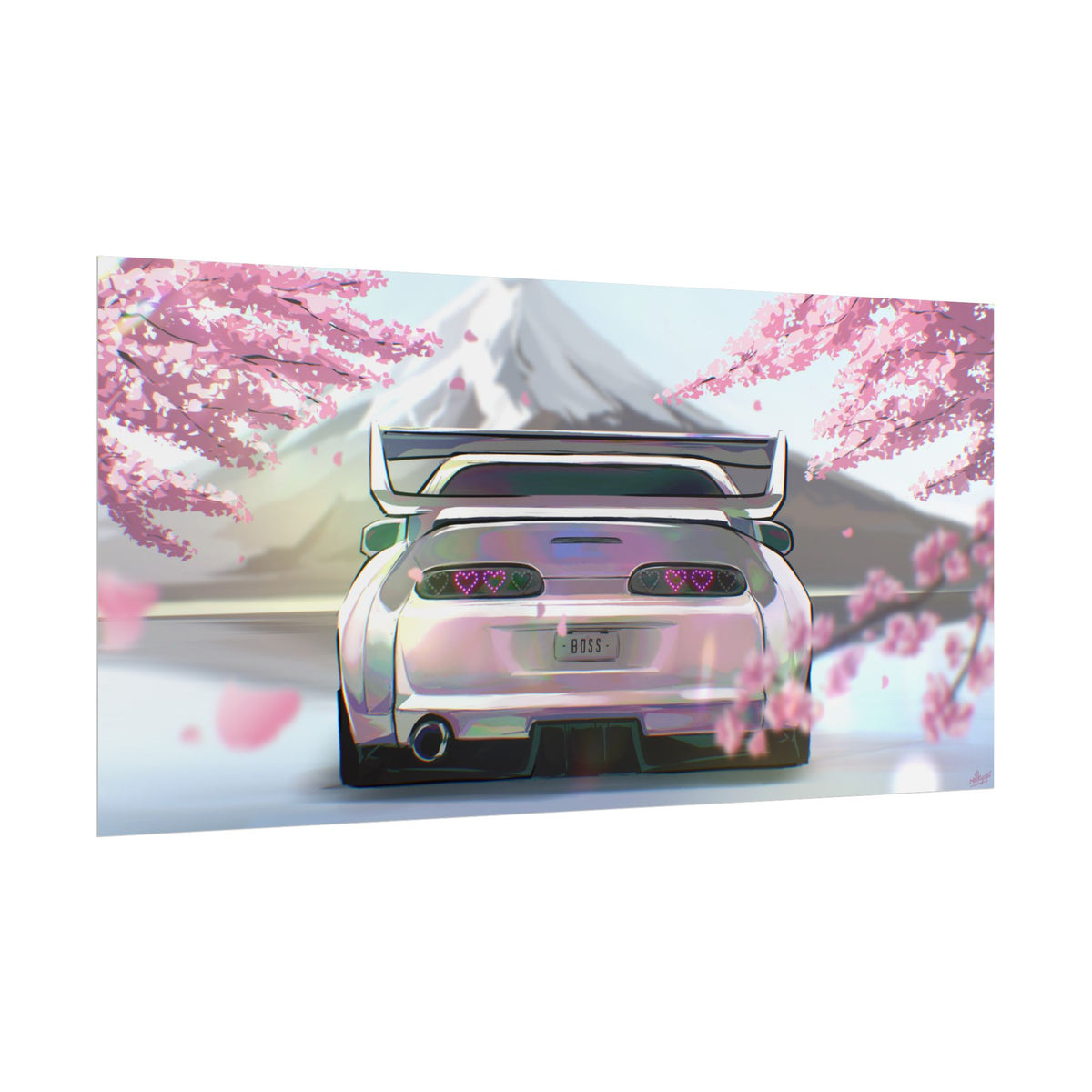 Cherry Blossom Japanese Car — Rolled Poster