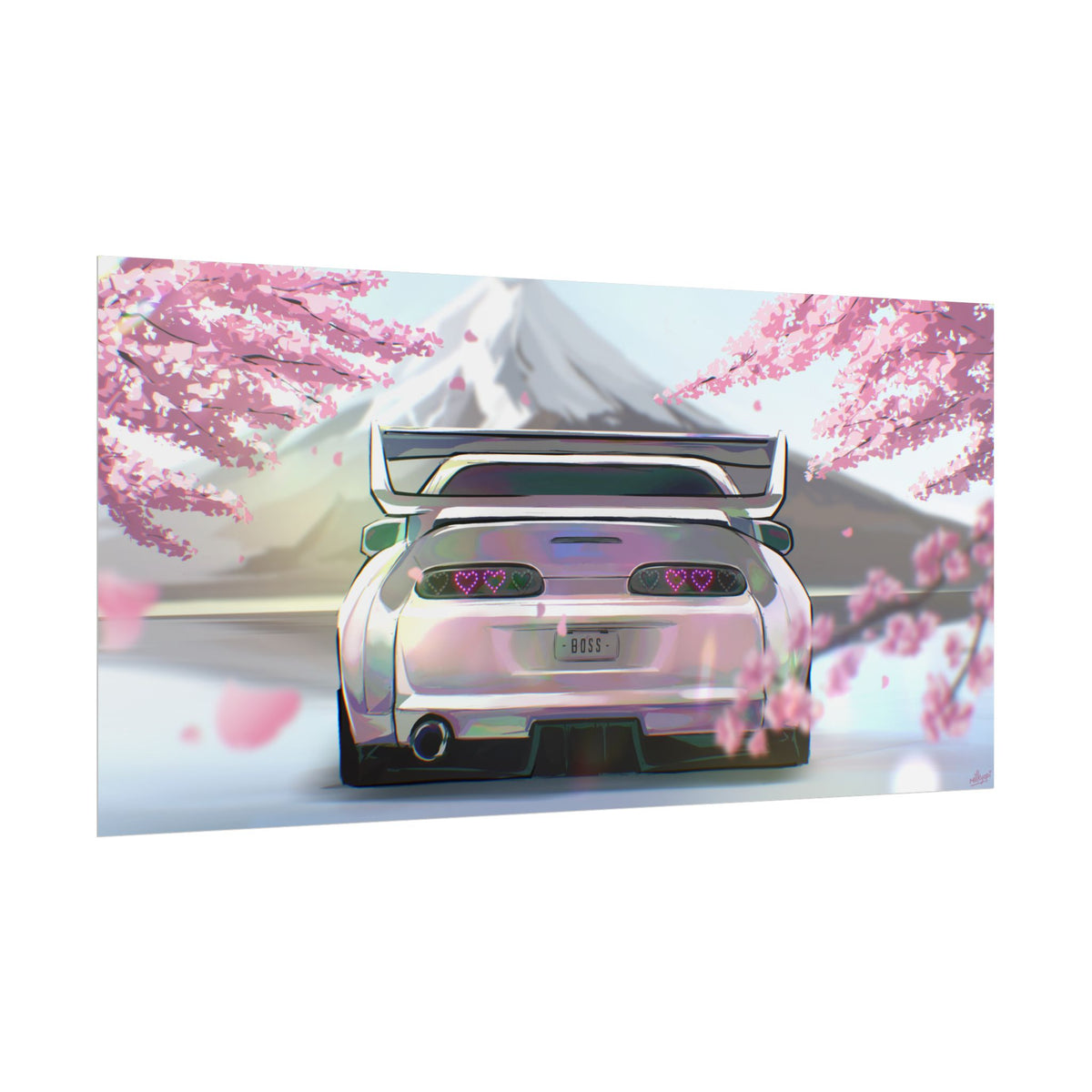 Cherry Blossom Japanese Car — Rolled Poster
